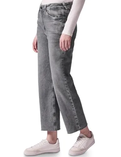 Street One Studio Damen F378443 Jeans - Ice Grey Wash, 26 EU - Damen-Jeanshose im Casual Fit mit Mid Waist und Straight Legs, ideal für lässige Outfits. Die graue Denim-Waschung und der offene Saum sorgen für einen modernen Look.