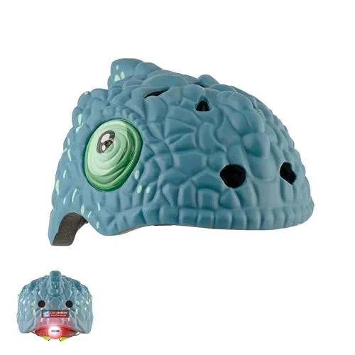 Crazy Safety Kinder Fahrradhelm - Chamäleon Blau - Fahrradhelm für Kinder 2-7 Jahre mit rotem LED-Rücklicht für mehr Sichtbarkeit und 6 Belüftungsöffnungen für optimalen Komfort. Ideal für Fahrrad, Skateboard und mehr!