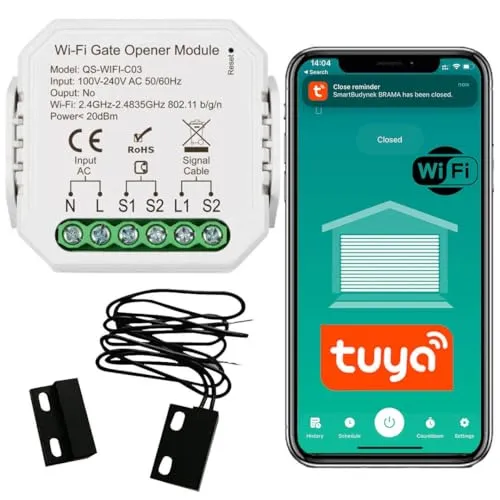 Sone Smart One Garagentoröffner – WLAN Garage Door Opener mit Türsensor, WIFI, kompatibel mit Alexa und Google Home, keine HUB erforderlich, Smart Life/Tuya App
