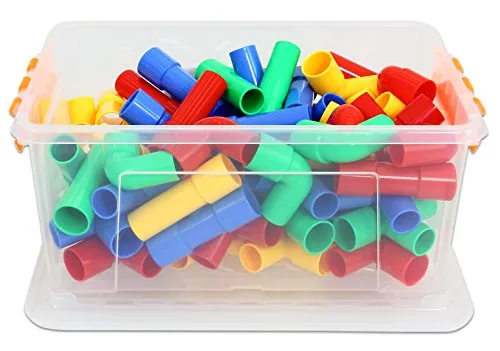 Betzold Steckspielzeug Steckrohre, 80-tlg. – Kreatives Bau- und Spielset für Kinder - Steckspiele für Kinder ab 3 Jahren, fördert die Motorik und Kreativität mit 80 bunten Steckrohren aus hochwertigem Kunststoff.