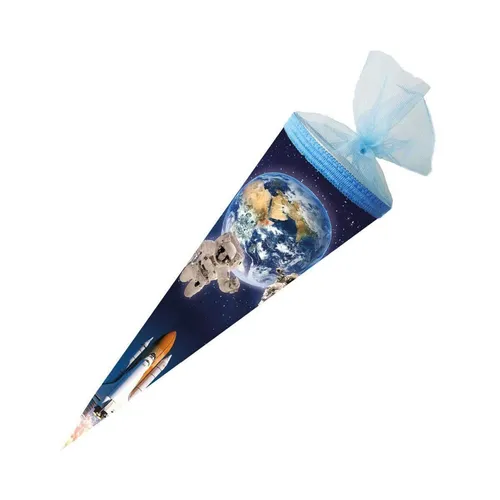 Nestler Schultüte Weltraum Tüllverschluss 50cm rund in blau von Nestler