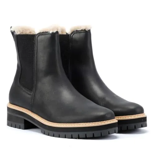 TOMS Chelseaboots Bennet - Wasserabweisende Damenschuhe in Schwarz, Größe: 38.5 EU - Wanderschuhe mit wasserabweisendem Obermaterial aus Leder, ideal für Outdoor-Aktivitäten und stylische Looks.
