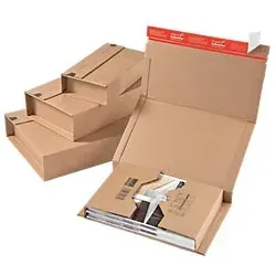 Colompac Versandkarton 1554028 - Wellpappe DIN A5 Braun, flexible Wickelverpackung für CDs, Bücher und mehr, sichere US Safetynorm gegen Schnittverletzungen