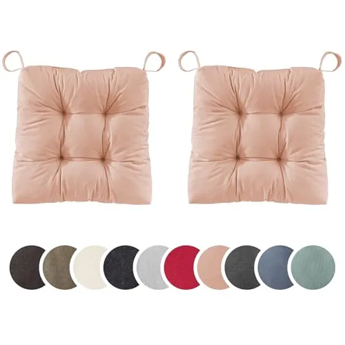 sleepling 2er Set Stuhlkissen, Sitzkissen Eva für Indoor und Outdoor, mit Klettverschluss, 100% Baumwolle, Made in EU, Maße: 40 (vorne), 35 (hinten) x 38 x 7 cm, Rose
