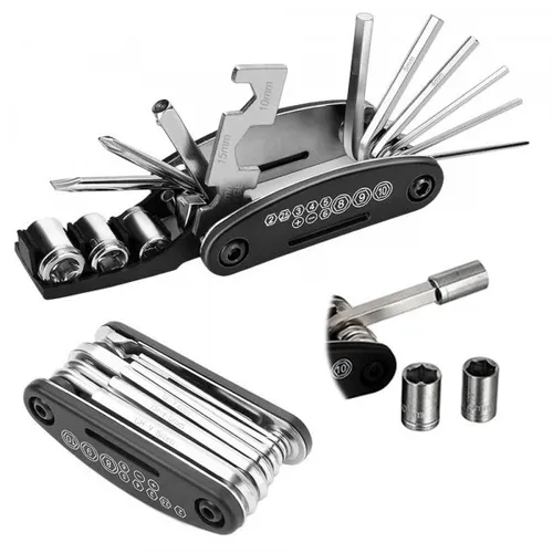 Multitool Fahrrad Werkzeug 16 in 1 - Praktisches Reparatur Set - Universelles Multifunktionswerkzeug für Fahrradreparaturen. Leicht und kompakt, ideal für unterwegs. Mit 16 Funktionen zur schnellen Unterstützung bei Pannen.
