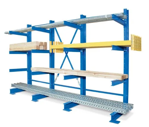 BRB-Lagertechnik Schwerlastregal - Profi-Kragarmregal mit 6000 kg Tragkraft - Schwerlastregal für die Lagerung von langen, schweren Gütern. Flexibel höhenverstellbare Arme und umbaubar von einseitig auf doppelseitig. Ideal für Rohre und Baustoffe.