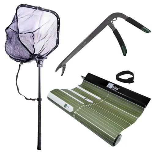 Raubfisch Kescher 1,65m Maßband Hakenlöser-Zange 24,5cm Angelset Zite Fishing