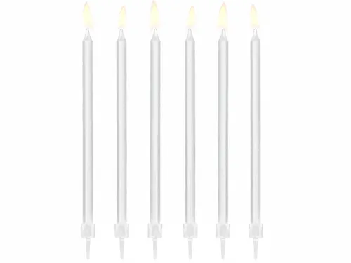 partydeco Geburtstagskerze, Geburtstagskerzen weiß 14cm, 12 Stück