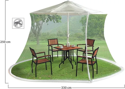 infactory Moskitonetz für Sonnenschirme, 330 x 250 cm - Insektenschutz für Garten und Outdoor, schützt effektiv vor Mücken und Insekten mit 220 Mesh für optimalen Komfort.