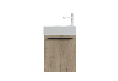 Mai & Mai Badmöbel-Set Pisa - Waschbeckenunterschrank in Eiche Greige - Badmöbel-Set für Gäste-WC, elegantes Design in Eiche Greige, ideal für kleine Räume mit kompakten Maßen (46x26x63 cm)