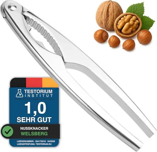 Welsberg Nussknacker Nutcracker Walnüsse Nussöffner, Metall Walnussknacker mit ergonomischem Griff, Haselnussknacker, Nußknacker für alle Arten von Nüssen, Hummercracker, Krabbencracker