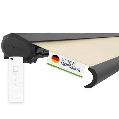 empasa elektrische Vollkassettenmarkise 'Profi' - Markisen: Elektrischer Sonnenschutz mit Fernbedienung, komplett vormontiert und in vielen Farben erhältlich, ideal für langlebigen Schutz und einfachen Gebrauch.