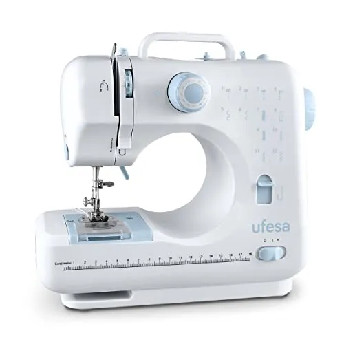 Ufesa SW1201 Facile Nähmaschine - Vielseitig und Benutzerfreundlich - Overlock-Nähmaschine mit 12 Stichen und 2 Geschwindigkeiten, perfekt für kreative Nähprojekte und einfach zu bedienen dank Nählicht und Pedal.