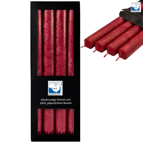 Stearin Stabkerzen Dunkelrot von Kerzenfarm