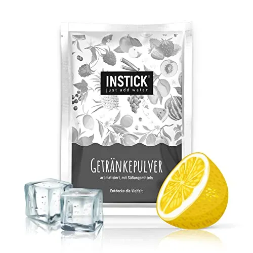 INSTICK Ice Tea Zuckerfreies Instant-Getränk (Eistee Zitrone, Schwarzer Tee) – 1 Packung für 18 L – Veganes Getränkepulver Kalorienarm & Vitamin C – Instant-Pulver
