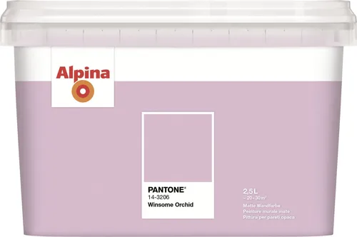 Alpina Wandfarbe Pantone 14-3206 Winsome Orchid 2,5l - Mattfarbene Wandfarbe in Violett, ideal für Beton und Gipskarton, sorgt für eine fröhliche und einladende Atmosphäre in jedem Raum.