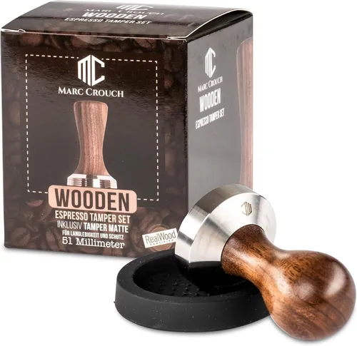 MARC CROUCH 58mm Kaffee Espresso Tamper Set inkl. 58mm Silikonmatte & Schablonen