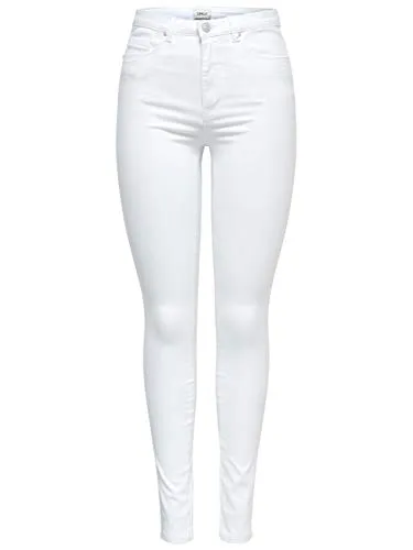 ONLROYAL HW SK Jeans DNM White NOOS - Stylische Skinny Jeans in Weiß mit hohem Bund, 5 Taschen und dehnbarem Material - perfekt für einen angesagten Look!