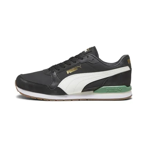 PUMA Unisex St Runner 75 Years Sneaker – Schwarz, Warmweiß, Archivgrün, 42 EU - Herren-Sneaker mit Gummi-Außensohle und EVA-Zwischensohle, ideal für Komfort und Stil im Alltag.