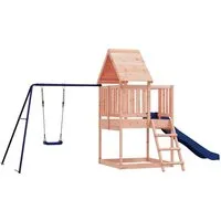 vidaXL Spielturm Massivholz Douglasie - Spielplatz für Kinder, aus langlebigem Douglasien-Massivholz, mit Plattform, Wellenrutsche und Einzelschaukel für unendlichen Spielspaß im eigenen Garten.