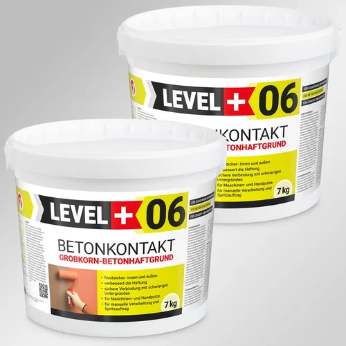 Level+ Haftgrund L+06 - 14KG - Grundierung für Beton und Keramik, rosa Pigmentierung erleichtert präzises Auftragen, schnell trocknend und frostbeständig für effizienten Baufortschritt.