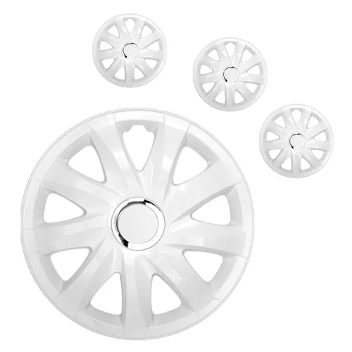 Radzierblende Drift weiß 14 Zoll 4er Set - Radkappen aus schlagfestem ABS-Kunststoff, werkzeuglose Befestigung und modernes Design für eine ansprechende Optik Ihres Fahrzeugs.