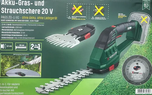 Produktbild PARKSIDE 20 V Akku Gras und Strauchschere PAGS 20 Li A1