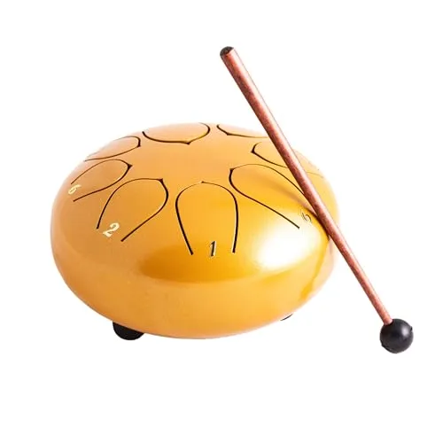 NKlaus Steeldrum C-Dur Zungentrommel 6 Zoll Handpan mit 8 Töne gold Steelpan mittel 15755