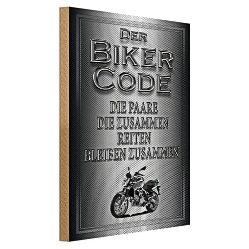 Holzschild Motorrad 40x30cm Biker Code Paare zusammen