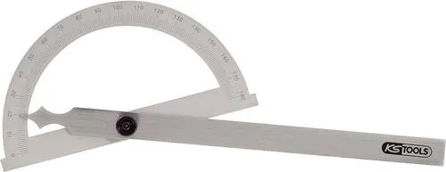 KS Tools 300.0640 Winkelmesser - Präziser Winkelmesser aus rostfreiem Stahl mit mechanischer Skala, ideal für Heimwerker und Profis, Länge: 120 mm, Breite: 100 mm.