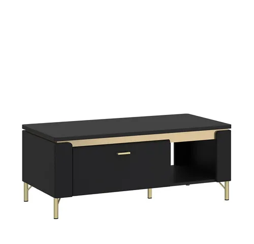Lomadox Couchtisch NOLA-129, Schwarz Matt mit Goldfarbenen Akzenten