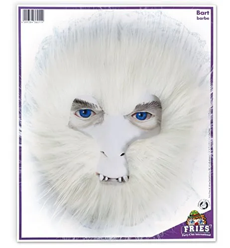 Yeti Fellmaske weiß Bart Maske Tiermaske Vollmaske Gesichtsmaske Schneemensch