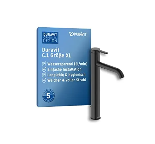 Duravit EH-WT-MI C.1 XL mit Zugstangen-Ablaufgarnitur schwarz matt - Sanitär-Badarmatur mit eleganter, matt schwarzer Oberfläche und praktischer Zugstangen-Ablaufgarnitur für modernes Baddesign.