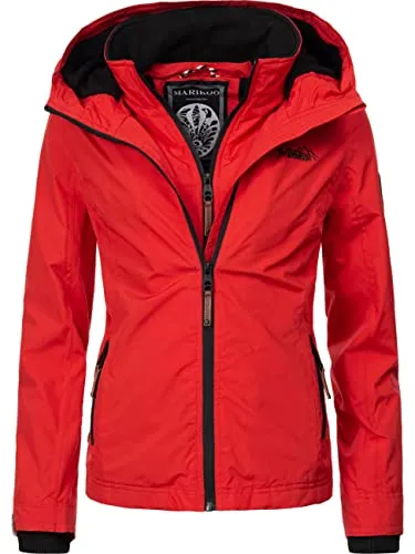 MARIKOO Damen Übergangsjacke mit Fleece-Innenfutter - Funktionsjacke mit kuscheligem Fleece-Innenfutter und großer Kapuze, ideal für kühle Tage im Frühling und Herbst. Perfekte Passform für Bewegungsfreiheit bei Outdoor-Aktivitäten.