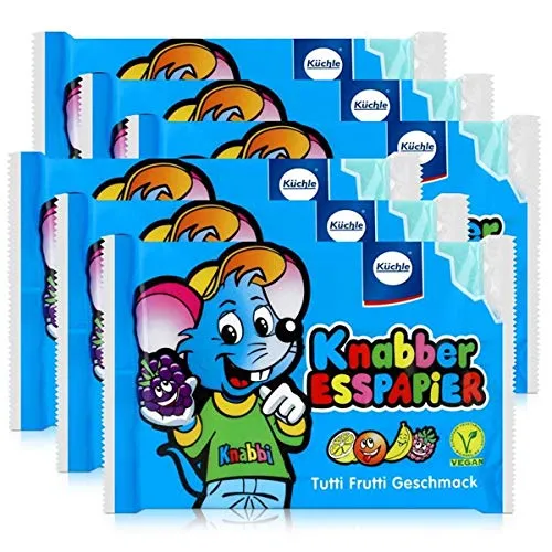 Küchle Knabber Esspapier blau Tutti Frutti Geschmack 25g Essoblaten (6er Pack)
