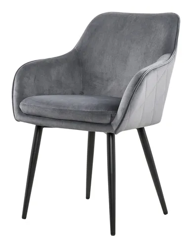 SalesFever Esszimmerstuhl - Samt Grau 381588 - Eleganter Esszimmerstuhl aus grauem Samt, bietet hohen Sitzkomfort und verleiht Ihrem Essbereich Stil und Gemütlichkeit.