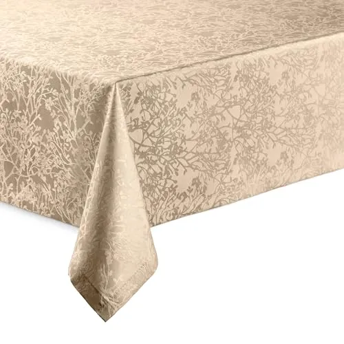 DecoHomeTextil Heimtextilmanufaktur Hochwertige Tischläufer mit Saumrand Harmony Champagner Eckig 40 x 140 cm pflegeleicht