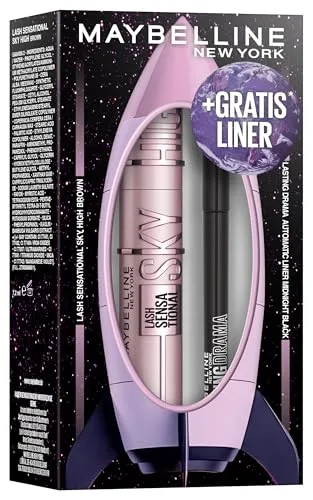 Maybelline New York XMAS Set Sky High Brown Mascara & Lasting Drama Automatic Eyeliner 10 Black