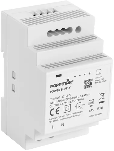 Poppstar Hutschienen-Netzteil 48V DC 1,25 A 60W von Poppstar