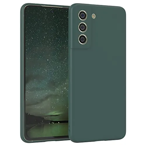 EAZY CASE - Silikonhülle für Galaxy S21 FE 5G Hülle Silikon Case Grün weich stoßfeste Handyhülle Schutzhülle mit Kameraschutz Dünn Premium Schutz Cover TPU Phone Bumper in Piniengrün Matt