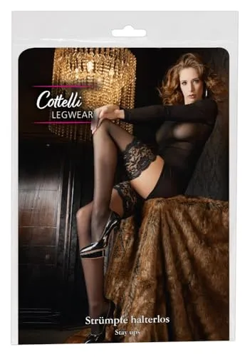 Cottelli LEGWEAR Sexy Halterlose Strümpfe mit hoher Spitze 3