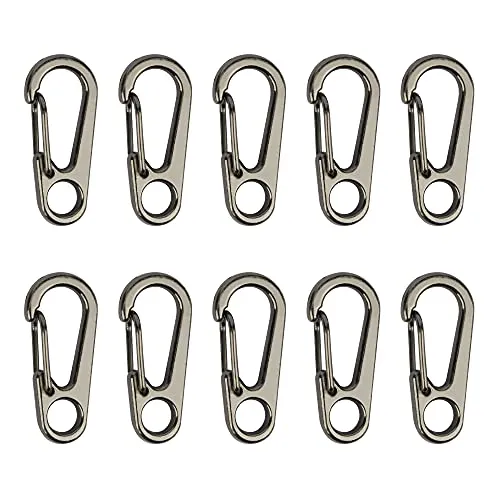 Temlum 3,3 cm Mini Karabiner Set, Aluminium Karabinerhaken, Karabiner Klein Schlüsselanhänger Haken für Camping, Reisen, Wandern (Grau 10 stück)