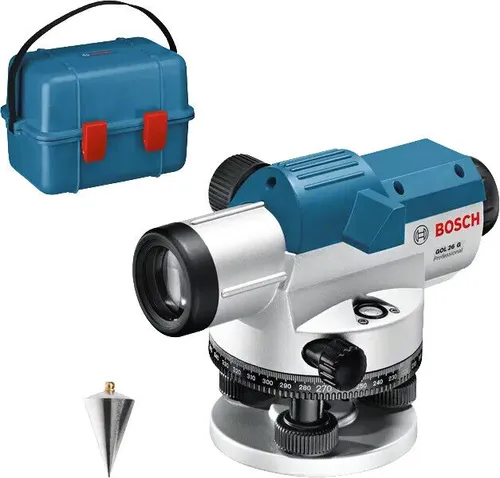 Bosch Professional GOL 26G Optisches Nivelliergerät - Präzises Messgerät mit einem Messbereich von 100m und einer Genauigkeit von ±0.05mm/m, ideal für Bauprojekte. Inklusive praktischem Koffer für einfachen Transport.