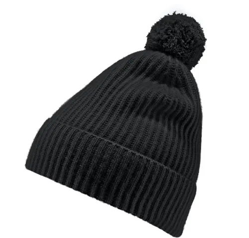Falke Strickmütze (Bommel) Pure - Kaschmir, Bommel - schwarz - 1 Stück