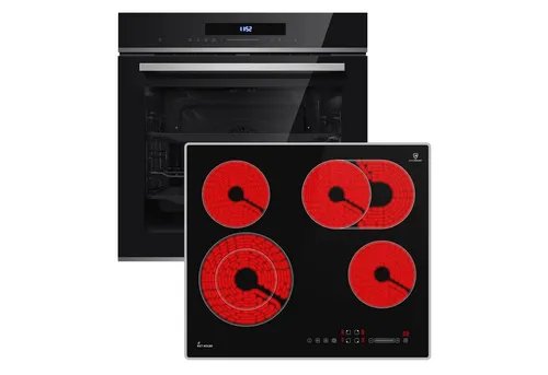 KKT KOLBE Backofen-Set Backofen und Kochfeld SET8019CH59AL, mit 2-fach Teleskopauszug, Pyrolyse-Selbstreinigung, Herdset / Pyrolyse / Heißluft / Kochmulde / Einbaubackofen