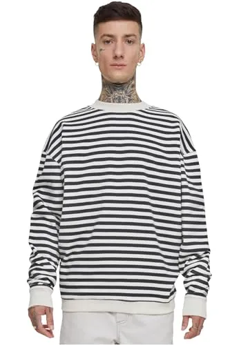 Urban Classics Herren Sweatshirt Striped Crewneck, lässiges Sweatshirt für Männer, Gestreift, Rundhals, erhältlich, Größen S-XXL