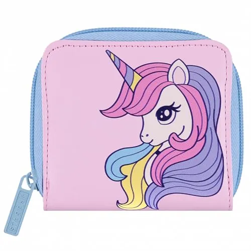 Einhorn Geldbörse für Mädchen, Geldbörse, Geldbörse für Mädchen mit Schloss, rosa 9x10x2 cm (Rosa Einhorn)