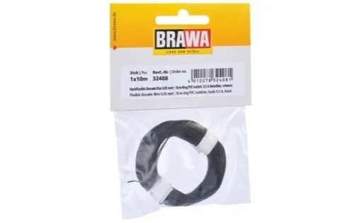 Brawa 32408 Decoderlitze 0,05mm 10 meter Rolle schwarz NEU von BRAWA