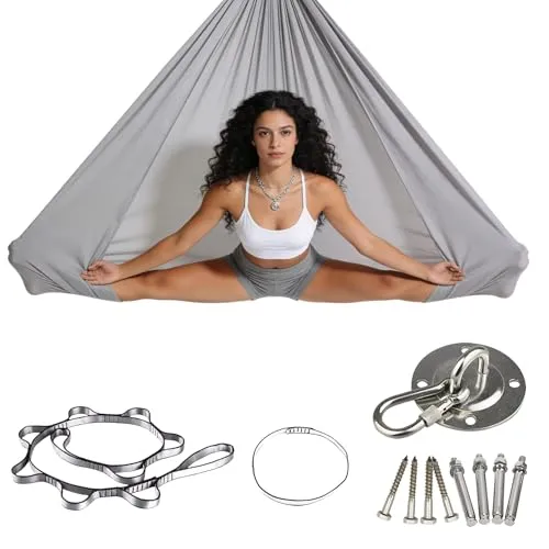 Aerial Yoga Hängematte Set, Aerial Yoga Swing Air Fliegen, (Grau,150x280CM)