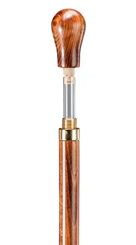 Stockshop Gehstock Trinkstock Knaufstock aus Buchenholz - Behinderten-Bedarf, belastbar bis 100 kg und mit elegantem Messingbecher für zusätzlichen Komfort und Stil.